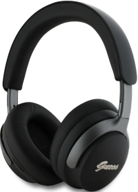 Guess Беспроводные наушники накладные | Шумоподавление ANC/ENC | С микрофоном | Порт AUX | Время работы до 30ч | Разъем USB-C для зарядки | Bluetooth 5.4 | Script Metal Logo, Black