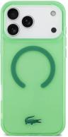 Lacoste Чехол для iPhone 17 Pro Max | С поддержкой MagSafe | С двухслойным покрытием IML | Твердый | Croc logo, Transparent Green 