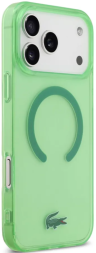 Lacoste Чехол для iPhone 17 Pro Max | С поддержкой MagSafe | С двухслойным покрытием IML | Твердый | Croc logo, Transparent Green 