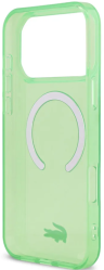 Lacoste Чехол для iPhone 17 Pro Max | С поддержкой MagSafe | С двухслойным покрытием IML | Твердый | Croc logo, Transparent Green 