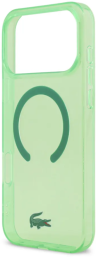 Lacoste Чехол для iPhone 17 Pro Max | С поддержкой MagSafe | С двухслойным покрытием IML | Твердый | Croc logo, Transparent Green 