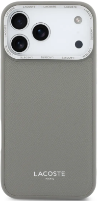 Lacoste Чехол для iPhone 17 Pro Max | С поддержкой MagSafe | PU Grained Metal Foil logo & Cam Hard Blue/Silver 