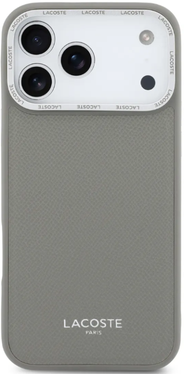 Lacoste Чехол для iPhone 17 Pro Max | С поддержкой MagSafe | PU Grained Metal Foil logo & Cam Hard Blue/Silver 