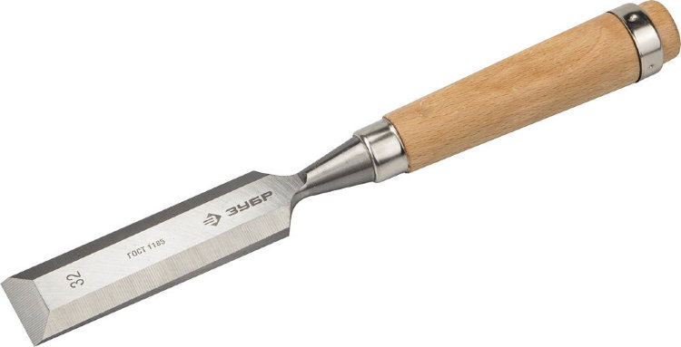 Зубр "ЭКСПЕРТ" 32мм 18096-32 Стамеска-долото с деревянной ручкой, хромованадиевая