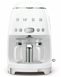 Smeg Капельная кофеварка DCF02WHEU | 10 чашек | 1000 Вт | Антикапельная система | Съемный фильтр | Регулируемая крепость кофе | Подставка для подогрева чашек | Таймер | Белый цвет
