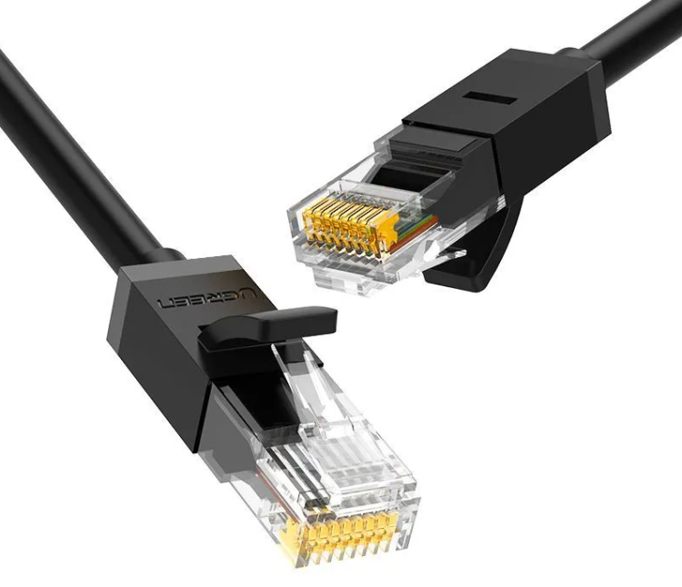 Ugreen NW102 (20166) | Сетевой кабель Cat 6 | U/UTP | RJ-45 - RJ-45 | 20 м | 8 жил | Скорость до 10 Гбит/с | Плоский | Заводской обжим | Черный 