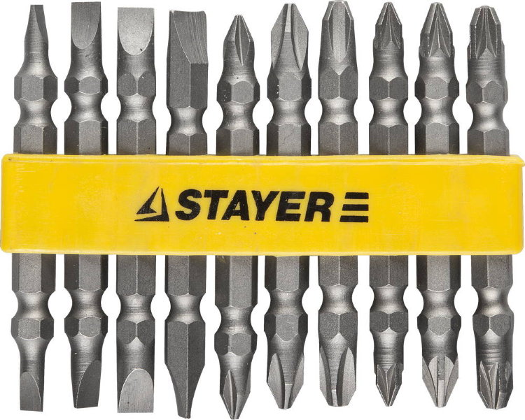 Stayer Cr-V, 10 предметов 2605-H10_z01 Набор Биты "MASTER" двухсторонние в пластиковом держателе,