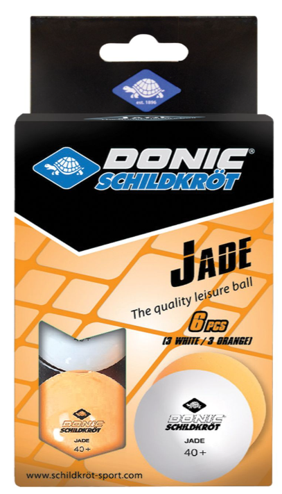 Мячики для н/тенниса DONIC 6 штук JADE 40, белый + оранжевый