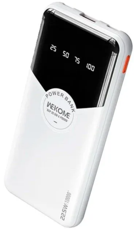Wekome Внешний аккумулятор 10000 mAh | 2 встроенных кабеля Type-C и Lightning, WP-59 White 22.5w, JOYA