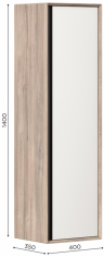 Woodville Шкаф навесной "Электра" дымчатый / белый | Ширина - 40; Глубина - 35; Высота - 140 см