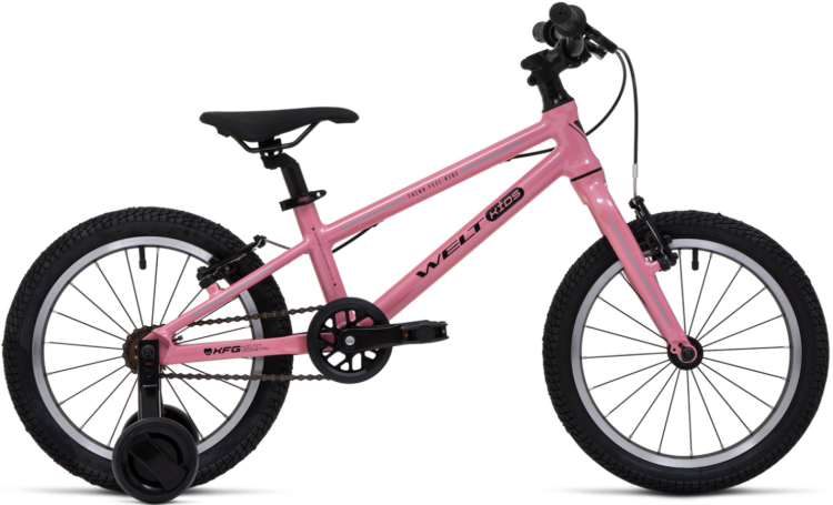 Welt Детский велосипед Teddy (2026)  | На рост: 115-130 см | Возраст ребёнка: 4-7 лет | Диаметр колеса: 16" | Рама: Алюминий, Alloy 6061 | Вилка: Rigid Alloy + Compensation, Milky Pink