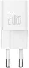Baseus Сетевое зарядное устройство GaN5 Fast Charger(mini) | Цвет: Белый | Мощность: 20Вт | Разъем: USB-C | Быстрая зарядка : Quick Charge 3.0, Power Delivery | Материал : АБС пластик