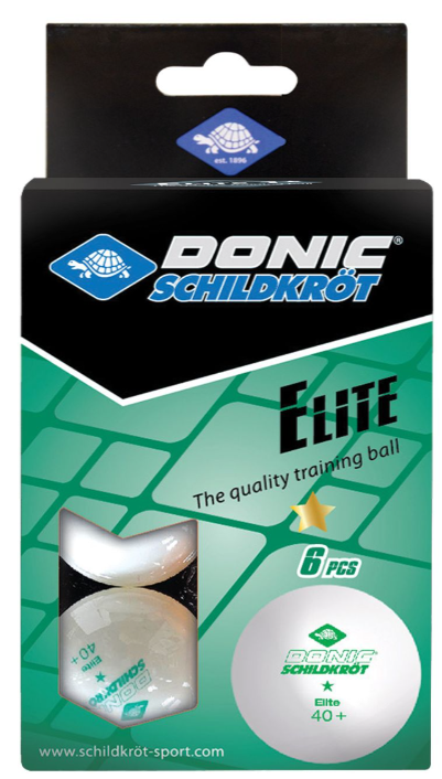 Мячики для н/тенниса DONIC 6 штук/ ELITE 1* 40, белый