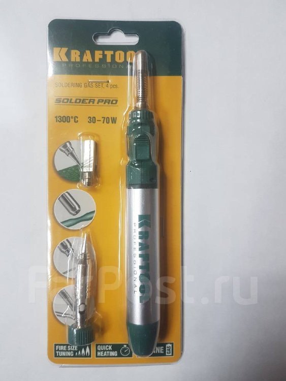 Kraftool 55504-H3 Паяльник газовый 3в1, регулировка пламени, 1300С