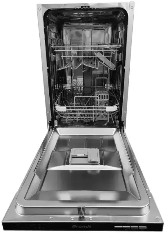 Brandt Встраиваемая посудомоечная машина VS1010J | вместимость: 10 комплектов | Количество программ: 6 | Расход воды за цикл: 9л | Общая мощность: 1800-1930Вт | Размеры ( В x Ш x Г ): 815 X 448 X 550 мм | Цвет: Белый | Родина бренда: Франция