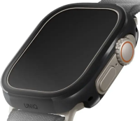Uniq Чехол для Apple Watch 49 mm | Усиленная гибридная конструкция | Защита кнопок управления | Материалы: алюминий, термопластичный полиуретан | Valencia aluminium, Black