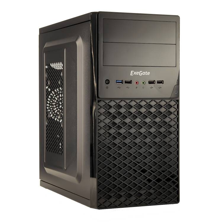 Корпус Minitower ExeGate QA-413U Black, mATX, <XP450, Black, 120mm>, 3*USB+1*USB3.0, Audio <EX278429RUS>