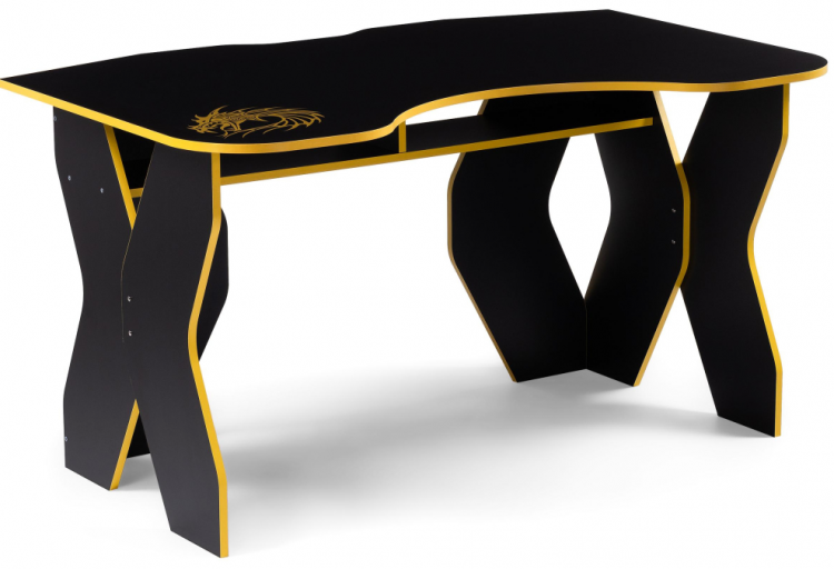 Woodville профессиональный Компьютерный стол Вивианн черный / желтый | Ширина - 140 см; Высота - 75 см; Глубина - 89 см