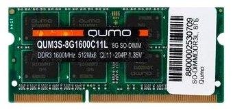 Модуль памяти SO-DIMM DDR-III 8GB QUMO 1600MHz PC-12800 512Mx8 CL11 1.35 V Retail (QUM3S-8G1600C11L)