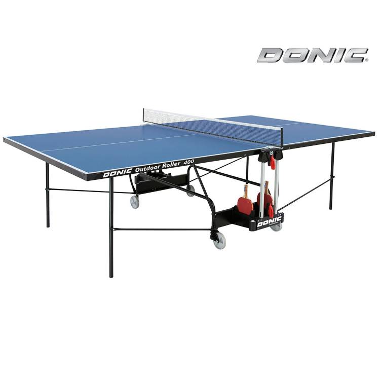 Теннисный стол DONIC / складной/ 274 х 152,5 х 76 см/ с сеткой/ на колесах/ для одиночной и групповой игры/ OUTDOOR ROLLER 400 BLUE