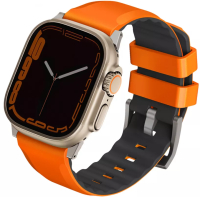 Uniq Ремешок для Apple Watch 49/46/45/44 mm | Водонепроницаемый | Длина ремешка: 23.4 см | Linus Airosoft silicone strap, Volt Orange