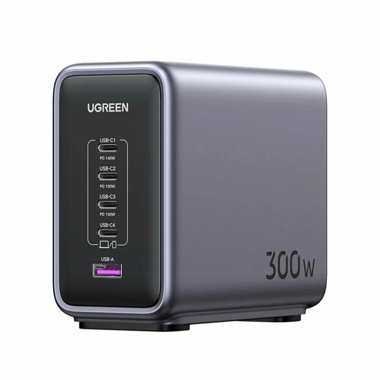 Ugreen Зарядное устройство CD333 Nexode | 300 W | Для MacBook, планшета, смартфона | 5-Port | PD GaN | Fast Desktop Charger EU | Цвет: серый