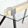 Tetchair Стол FRONDO ( mod. DT1356)  металл/стекло/дерево, 120*80*76 см, прозрачный/натуральный/черный , 13407
