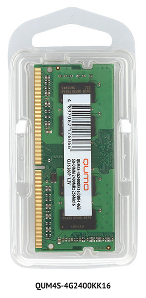 Модуль памяти SO-DIMM DDR-4 4GB QUMO 2400MHz  512Mx8 CL16 (QUM4S-4G2400C16)