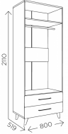 Woodville Шкаф "Мариус" дуб баррик / белый матовый | Ширина - 80; Глубина - 51,9; Высота - 211 см