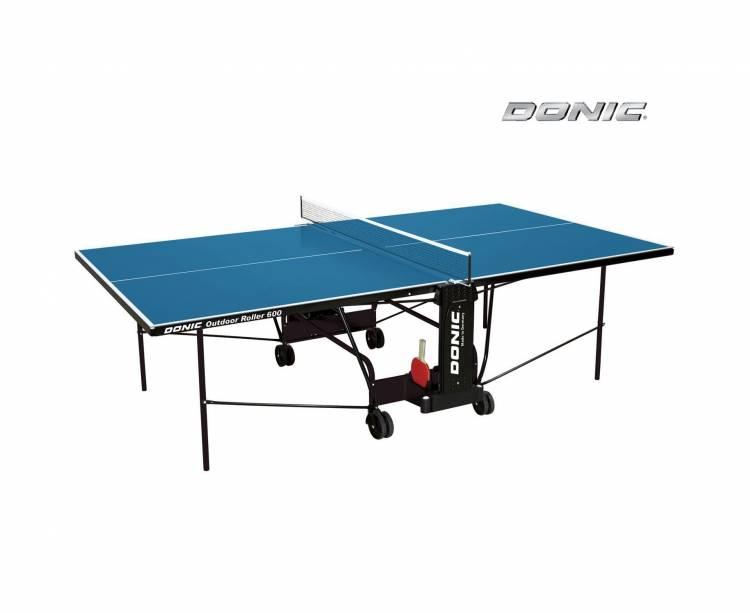Теннисный стол DONIC / складной/ 274 х 152,5 х 76 см/ с сеткой/ на колесах/ для одиночной и групповой игры/ OUTDOOR ROLLER 600 синий