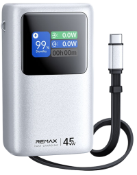 Remax JP368 Внешний аккумулятор 10000 mAh | 45W | Со встроенным кабелем Type-C