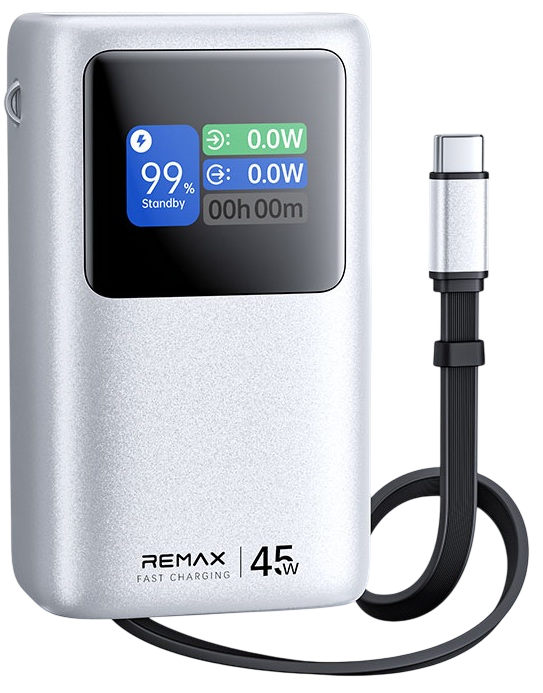 Remax JP368 Внешний аккумулятор 10000 mAh | 45W | Со встроенным кабелем Type-C