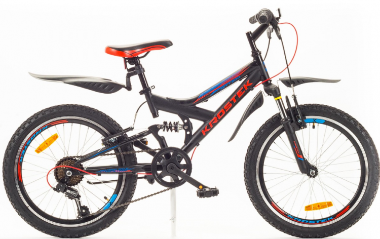 KROSTEK горный велосипед JETT 200 | Размер колеса - 20| Размер рамы - 12 | Возраст велосипедиста от 9 до 12 лет | Максимальный вес велосипедиста 90 кг | Рост велосипедиста 95-135 | Количество скоростей - 6 | Стальная  рама | Передний тормоз - V BRAKE | За