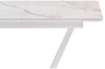Woodville Стол Бугун на тумбе  белый мрамор с прожилками / белый | Ширина - 80; Высота - 77; Длина в разложенном виде - 160; Длина - 120 см