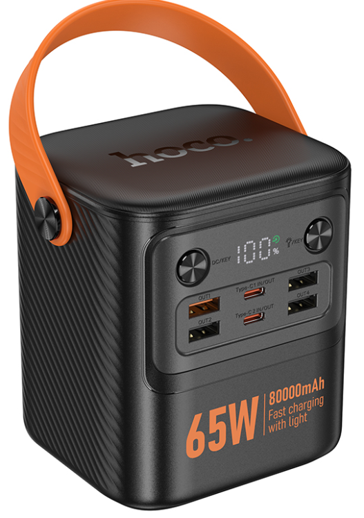 Hoco J152 Pro (Black) Внешний аккумулятор 80000mAh | 4 USB | 2 Type-C | выход 2.0A | поддержка PD 65W | Быстрая зарядка 65W + 25.5 W | Одновременная зарядка 6 устройств | Цифровой дисплей | Защита от перегрева и короткого замыкания