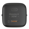 Aukey Omnia2 20W Black | Компактное зарядное устройство с быстрой зарядкой для iPhone и смартфонов | Черный