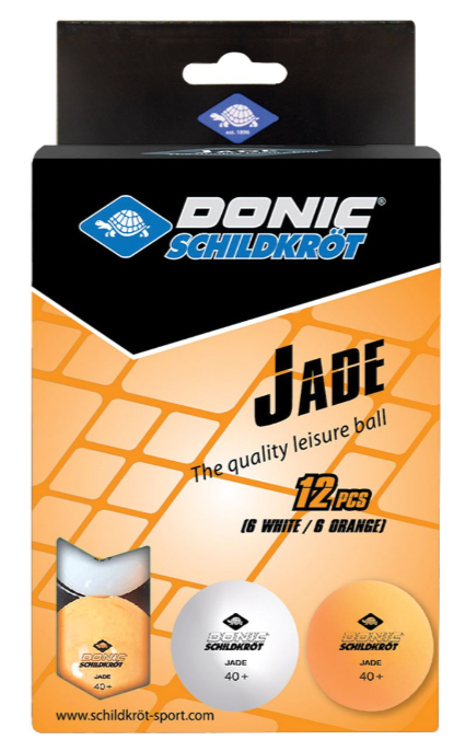 Мячики для н/тенниса DONIC 12 штук JADE 40, белый + оранжевый
