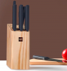 Набор стальных ножей HuoHou HU0058 RUS 6-Piece Kitchen Knife Set Lite черный (4 ножа + ножницы + деревянная подставка)