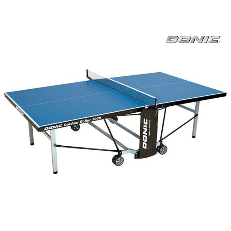 Теннисный стол всепогодный DONIC/ складной/ 274 х 152,5 х 76 см/ с сеткой/ на колесах/ для одиночной и групповой игры/ OUTDOOR ROLLER 1000 BLUE
