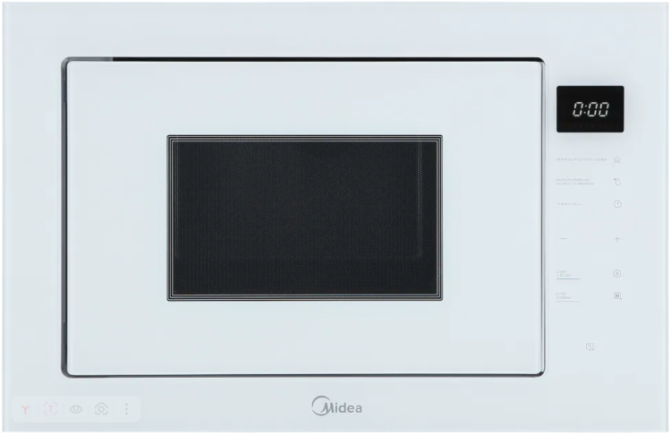Midea MI10257GW Встраиваемая микроволновая печь | Размеры (ВхШхГ), мм: 3388x595x401 | Объем, л: 25. | Вид: С грилем