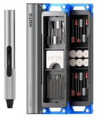HOTO Беспроводная шлифовальная мини машинка-гравер с набором аксессуаров SNAPBLOQ Electric Mini Rotary Tool Kit (38 предметов, серый, R-A04)