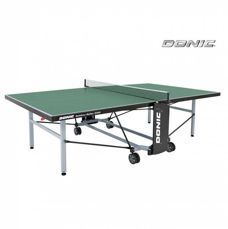 Теннисный стол DONIC / складной/ 274 х 152,5 х 76 см/ с сеткой/ на колесах/ для одиночной и групповой игры/ OUTDOOR ROLLER 1000 GREEN