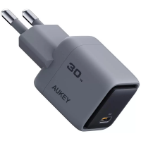 Aukey Comet Mini 30W Grey | Компактное зарядное устройство с быстрой зарядкой для iPhone, Samsung и ноутбуков | Серый