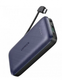 Ugreen Внешний аккумулятор  PB172 (80917) Power Bank PD 20W 10000mAh со встроенным кабелем USB-C тёмно-синий