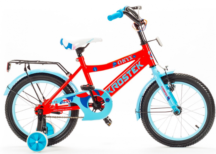 KROSTEK  велосипед  ONYX BOY  | Размер колеса - 16 | Возраст велосипедиста от 5 до 9 лет | Максимальный вес велосипедиста 45 кг | Рост велосипедиста 85-110 | Количество скоростей - 1 |