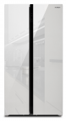 Hyundai двухкамерный холодильник Side-by-Side CS6503FV | объем: 663 л | No Frost | тип компрессора: инверторный | размеры ДхВхШ: 91.1x178x74.6см | цвет: белое стекло