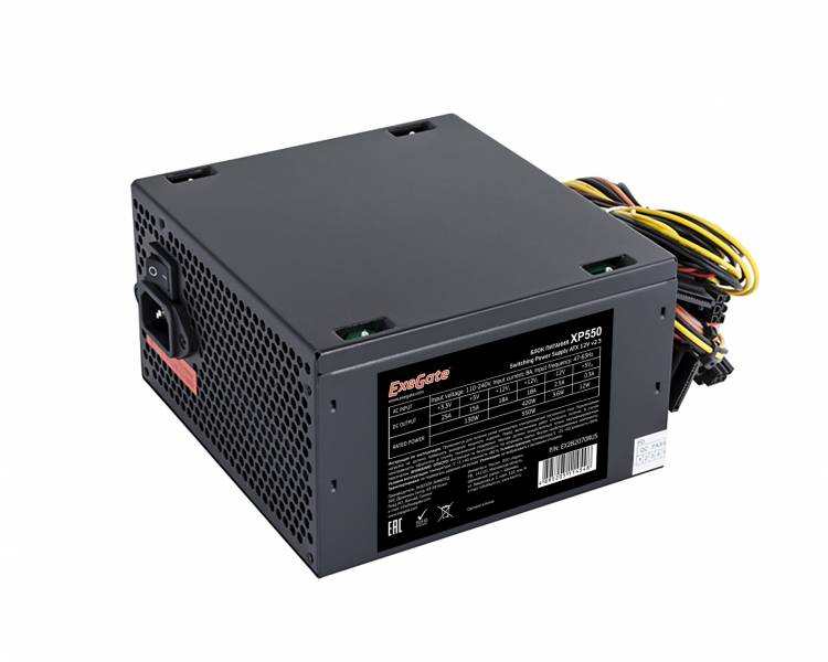 Блок питания 550W ExeGate XP550, ATX, black, 12cm fan, 24p+4p, 6/8p PCI-E, 3*SATA, 2*IDE, FDD <EX282070RUS>