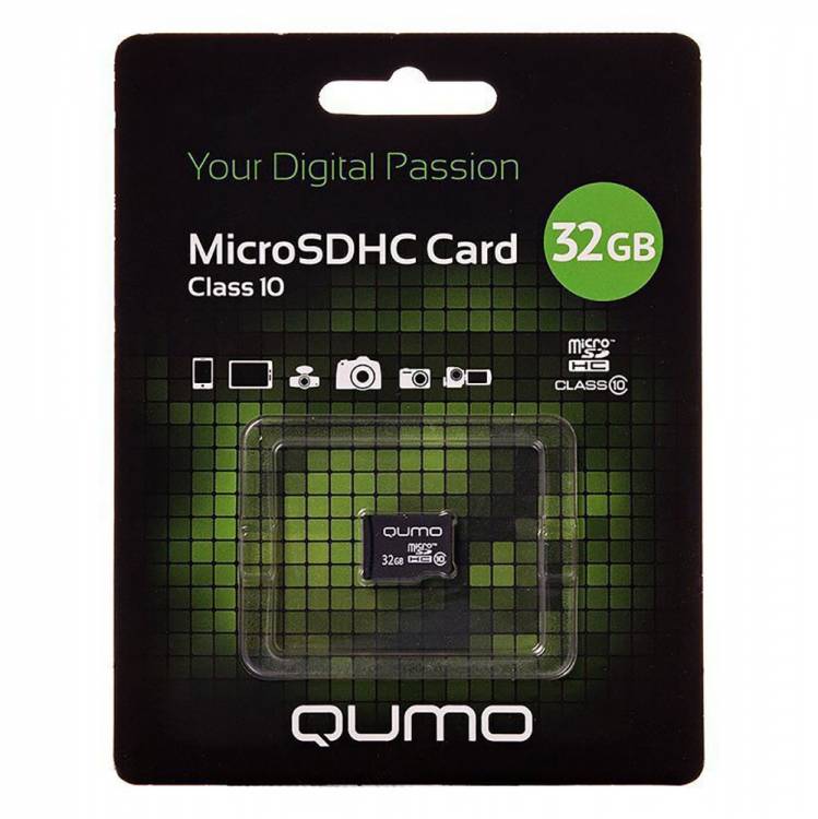 Карта памяти Qumo MicroSDHC 32GB Сlass 10 без адаптера (QM32GMICSDHC10NA)
