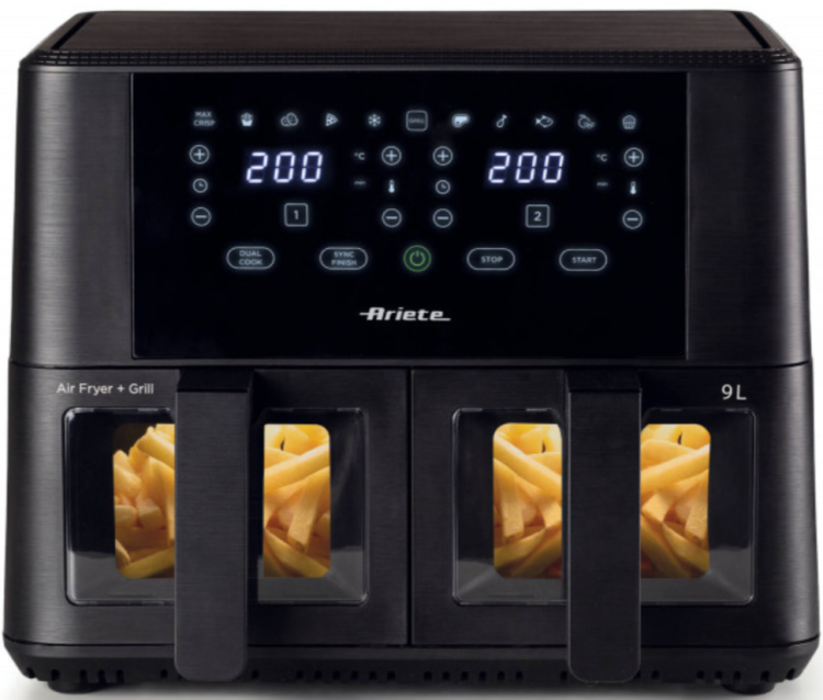 Ariete Аэрофритюрница 9л | 2 чаши | Мощность: 2400 Вт | Температура: от 35 °C до 200 °C | 00C463100AR0
