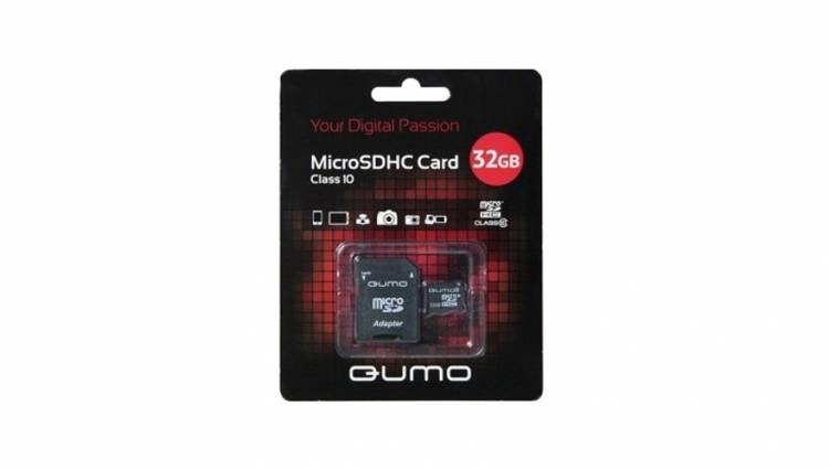 Карта памяти Qumo MicroSDHC 32GB Сlass 10 UHS-I ,3.0 с адаптером SD (QM32GMICSDHC10U1)